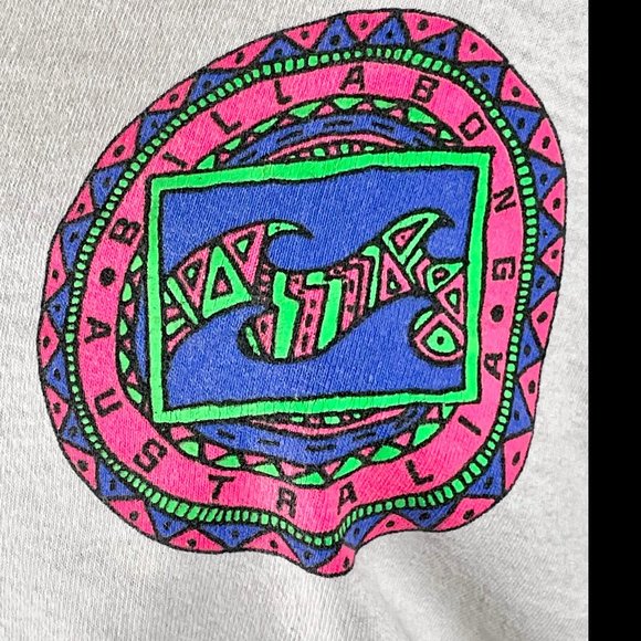 ▪️VTG▪️BILLABONG▪️1990's Neon Wave Graphic T-shirt - Picture 4 of 9
